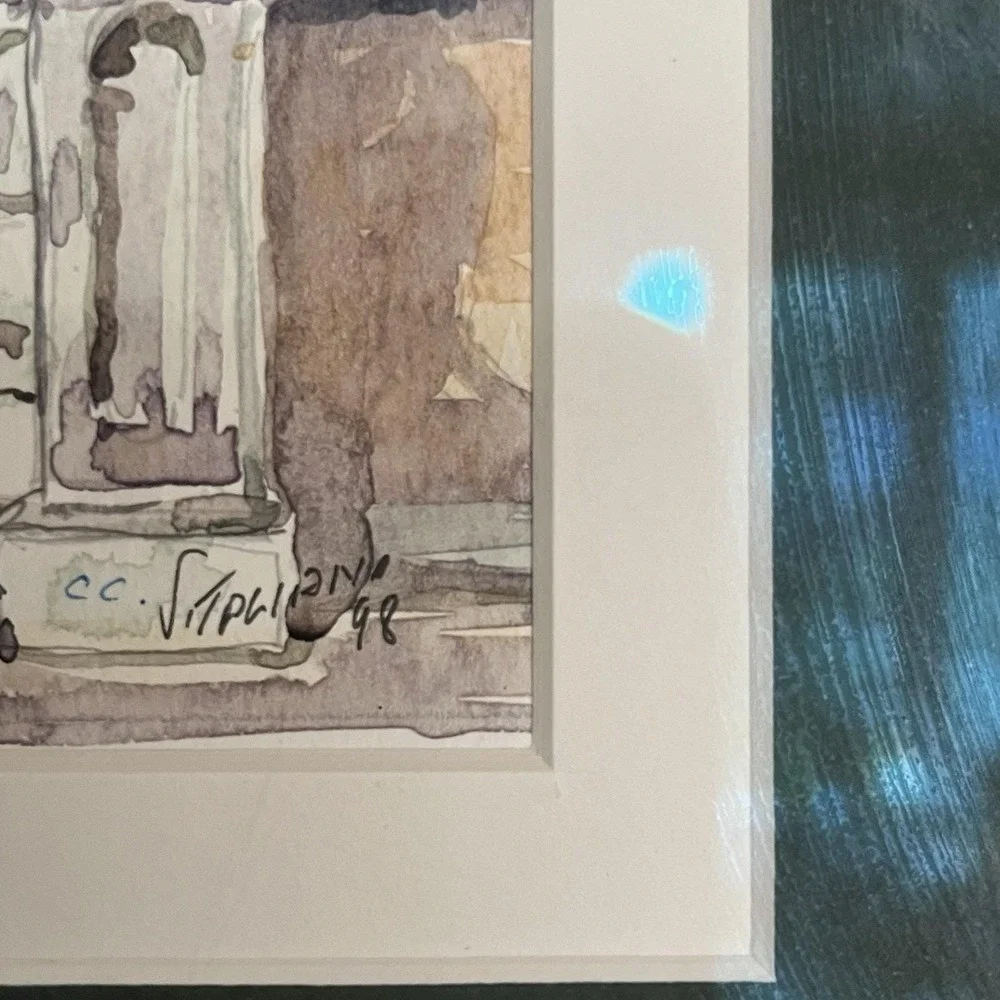Watercolor Florence 1998 Villa Door Signed By Artist See Signature Beige Green - Picture 2 of 16